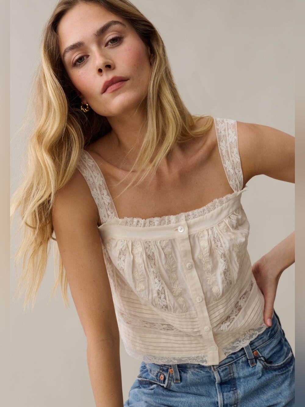 NWT Few Moda Misty Top size 2 Cream lace tank sorella LoveShackFancy
